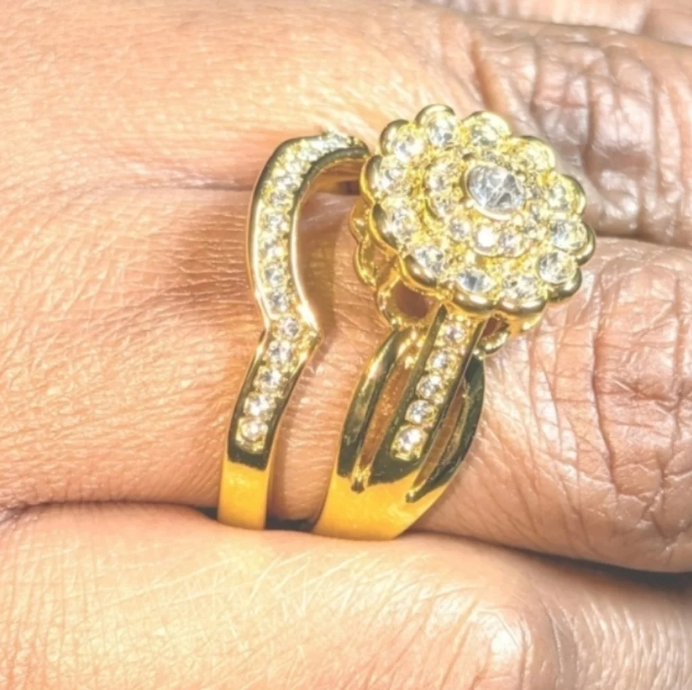 Womens 5ct Round Cut Lab Created Diamond Flower Shaped Wedding Ring Set Sz9